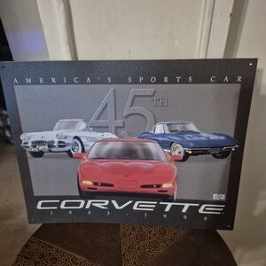 Corvette 45th Anniversary Metal Sign